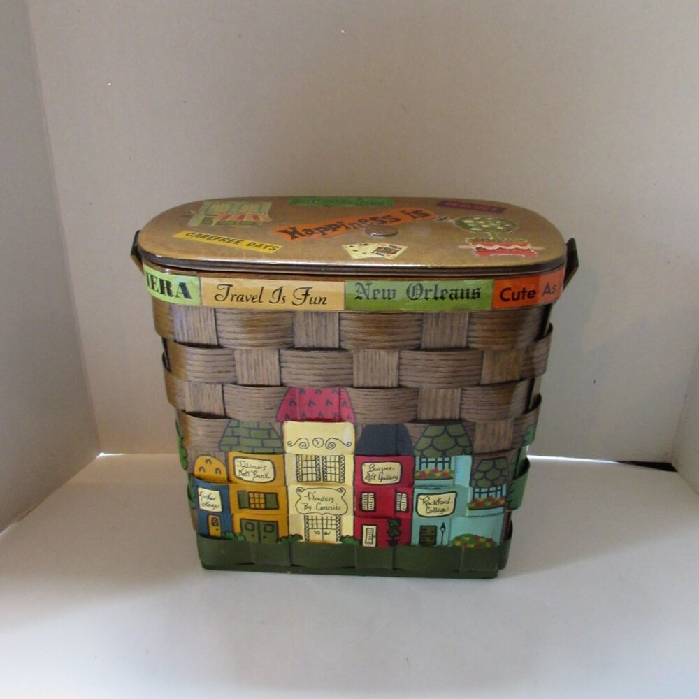Vintage Caro Nan Woven Decoupage Purse Flowers by Connie Rockford Illinois